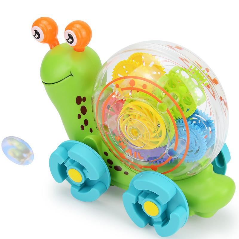 Electric Universal Light Music Projection Snail, Transparent Gear Cartoon Animal Crawling Music Children'S Toys