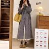 Retro Plaid Long-sleeved Shirt Skirt 2025 Autumn Stacking Lazy Style Small Temperament Cotton and Linen Dress