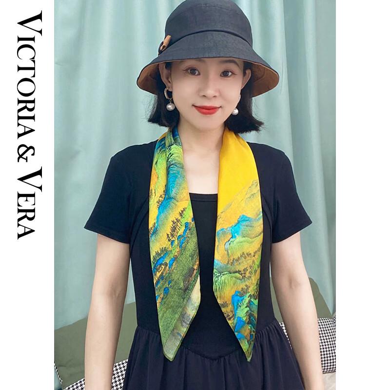 VICTORIA&VERA Retro Mulberry Silk Printed Scarf