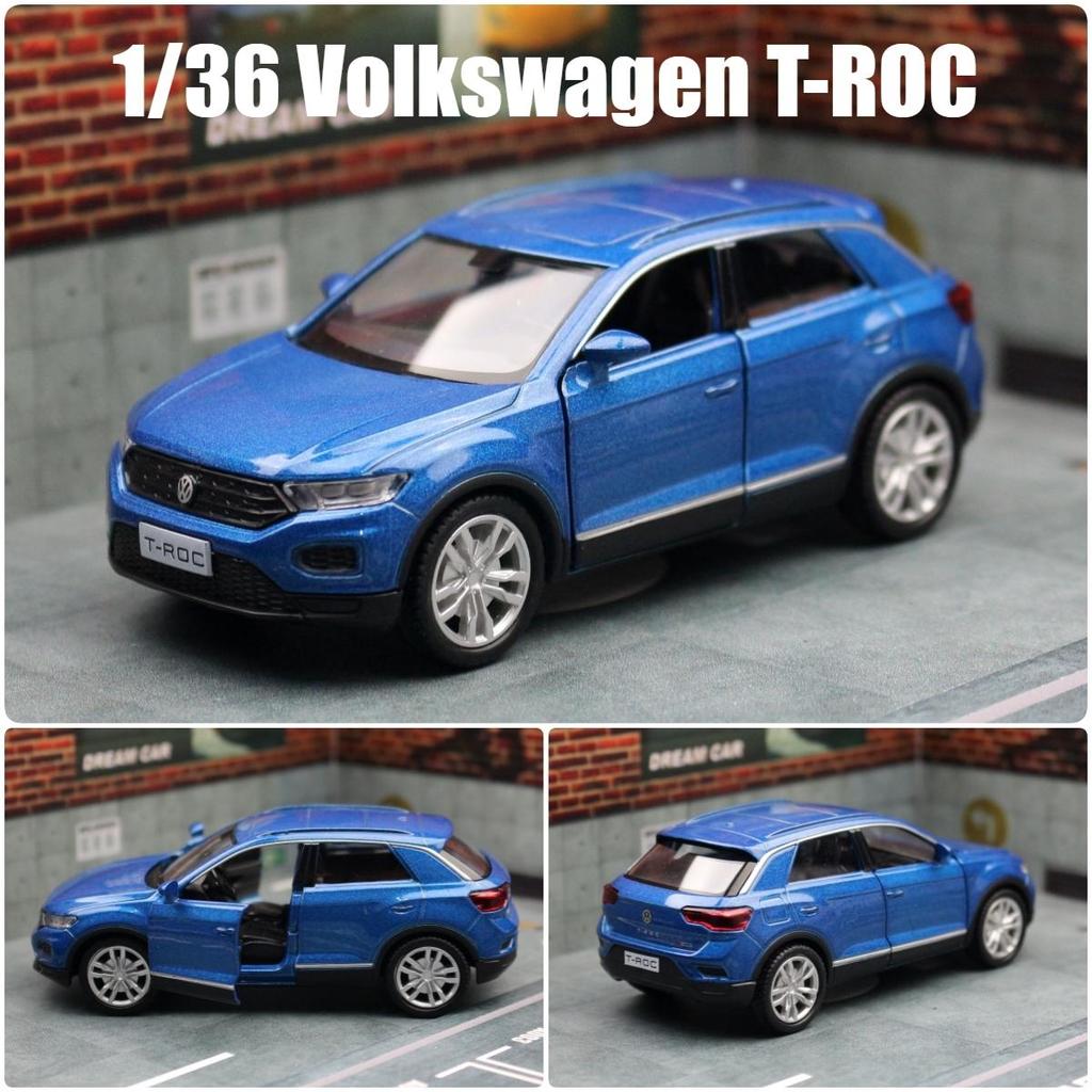 Volkswagen T-ROC SUV Simulation Diecast & Toy Vehicle Pull Back & Doors Open RMZ City 1:36 Alloy Car Model Gifts For Children