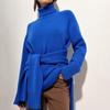 Women Autumn Winter Elegant Commuting Versatile High Collar Solid Color Raglan Sleeve Sweater