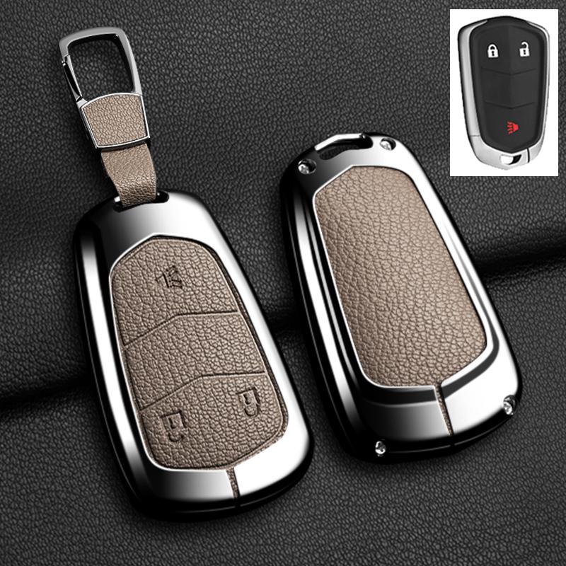 Car Key Case Cover For Cadillac Xt5 XTS CTS SRX ATSL XT4 CT6 ATS Escalade ESV DTS ELR STS 2014-2018 Zinc Alloy Leather Keychain AGY1
