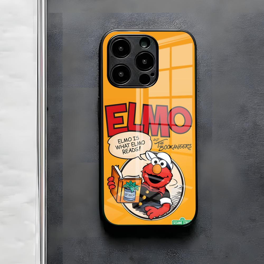 S-Sesame S-Street Phone Case For IPhone 17 Air 16 E Pro Max 15 14 13 Mini 12 Pro 11 Max Plus Black Glass Cover