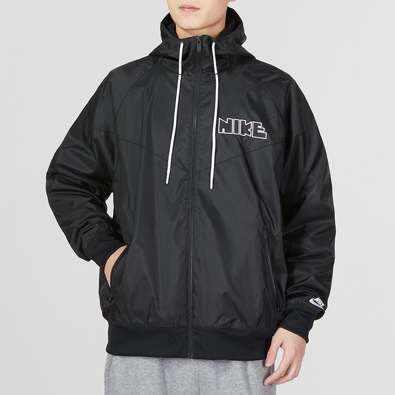 Nike Embroidered Letter Logo Sport Hooded Jacket Men Jackets Black DX0695-010