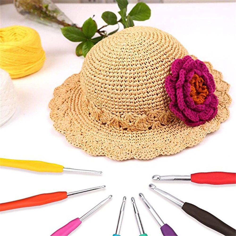 2.0-10mm Multicolor Craft Tools Ergonomic Handle Weave Yarn Knitting Needles Crochet Hook Aluminum