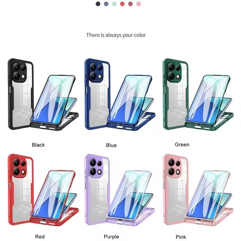 Прозрачный чехол-обертка на 360 градусов для Xiaomi Redmi Note 13 12s 12 11 10 9 Pro Plus 5G 4G Armor Роскошная пленка с защитной крышкой для объектива