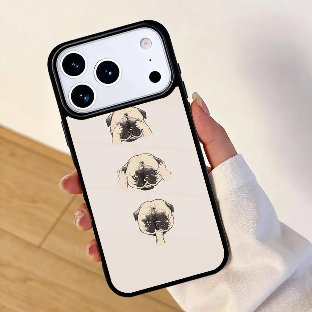 Чехол для телефона с мопсом и французским бульдогом для Apple iPhone 17 air 16 Pro Max 15 Pro Max 14 13 12 11 Mini Задняя крышка