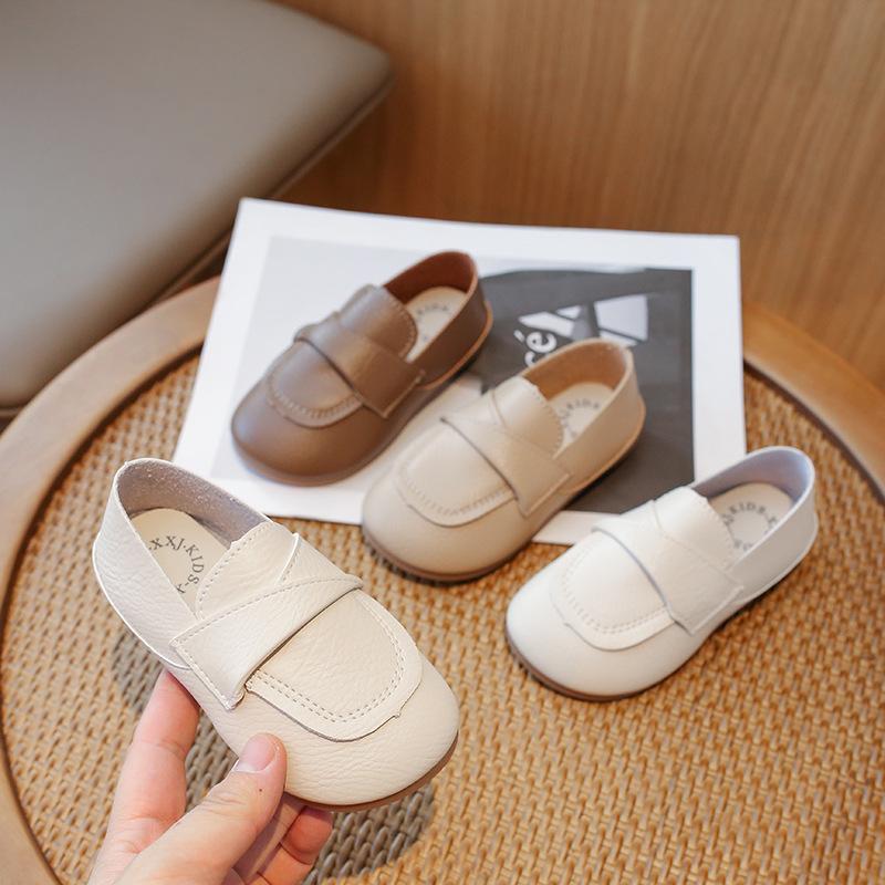 Vintage Kids Leather Shoe Korean Style Children Causal Flats Shoes Fashion Non-slip Simple Boys Girls Versatile Slip-on Loafers