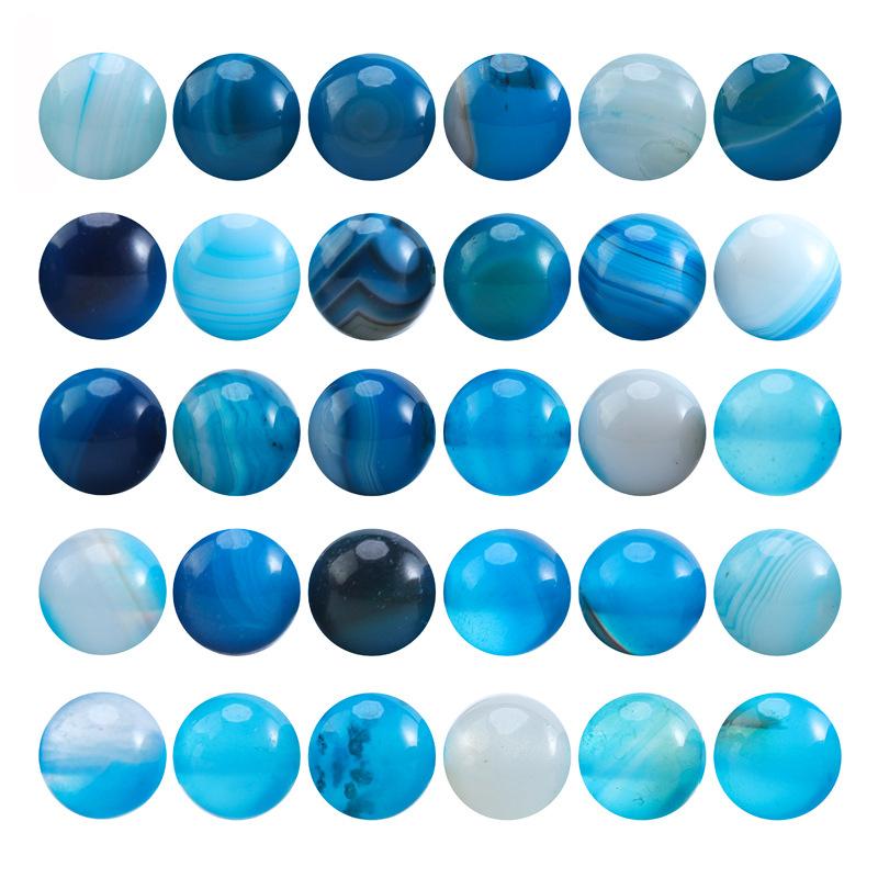 Ocean Blue Banded Stripe Onyx Agate Stone Beads 4-12mm Loose Beads for Jewelry Making Bracelet Accessories DIY
