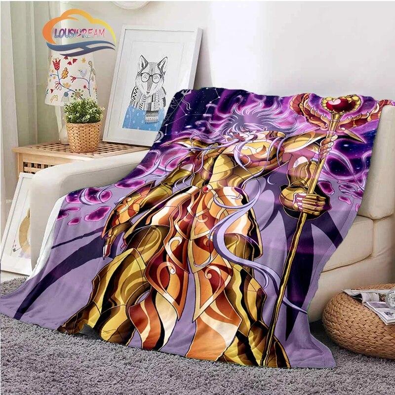 Classics Animated Character Seiya Patterned Wool Blanket Cartoon Saint Seiya Series Children Shawl and Sofa Super Soft