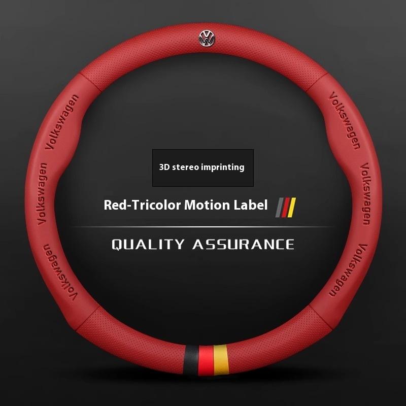 Car AntiSlip Leather Steering Wheel Cover For Volkswagen Magotan Passat Golf GTI Tiguan Touareg Polo Arteon Beetle T-ROC T-Cross