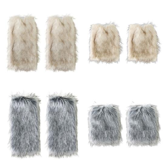 Faux Fur Leg Warmers Women Girls Furry Boot Covers Fuzzy Shoes Cuff Cover Cozy Winter Calf Warmers for Parties Street Wear