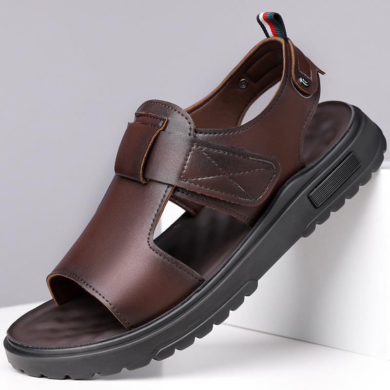 Men's Sandals Fashion Business Leather Sandals Non Slip Platform Sandals for Men 2025Summer Casual Beach Shoes Sandalias Hombre