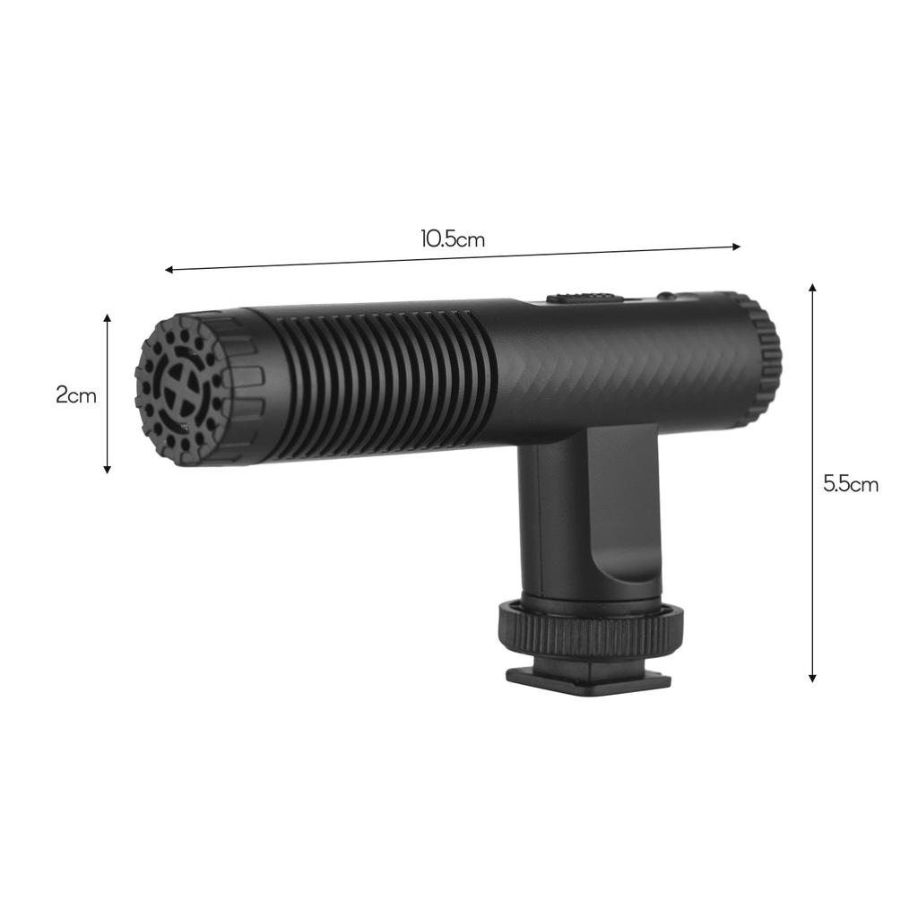 Portable Stereo Microphone Video Recording Mic 3.5mm TRS Plug Built-in Rechargeable Battery for