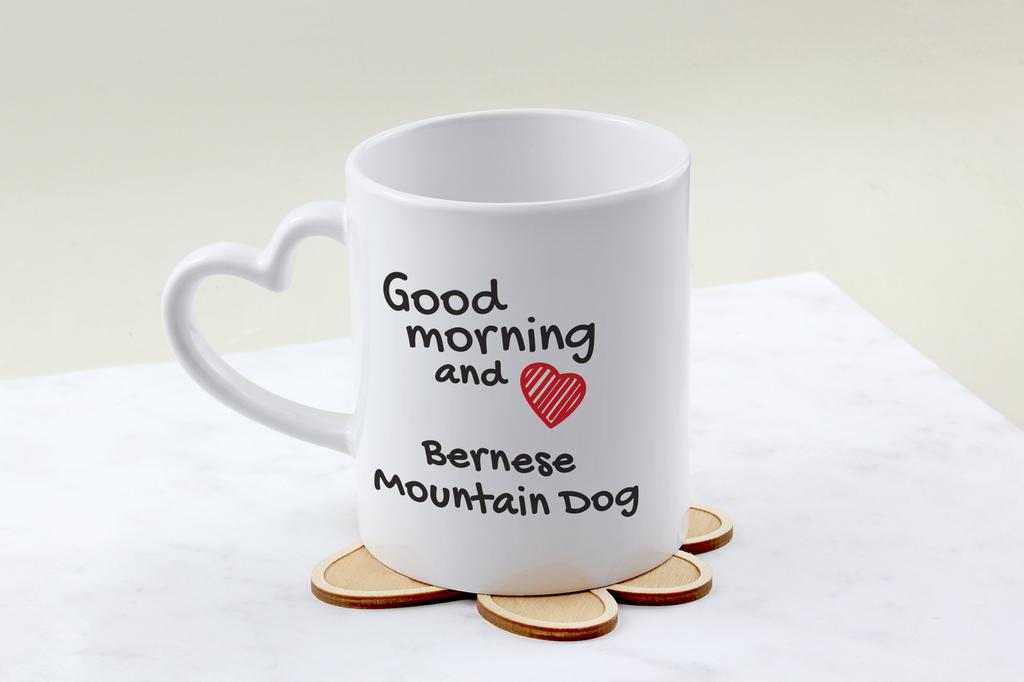 Bernese Mountain Dog, Berner Sennenhund - cup with a dog, adorable cup with a heart-shaped handle, universal gift from the Art-Dog brand