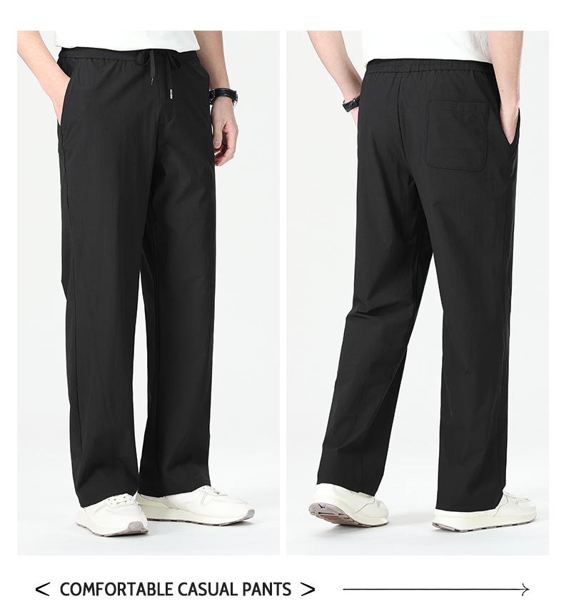 New Anti Wrinkle and Non Ironing Loose Straight Men's Elastic Casual Pants with Ice Feel and High Elasticity