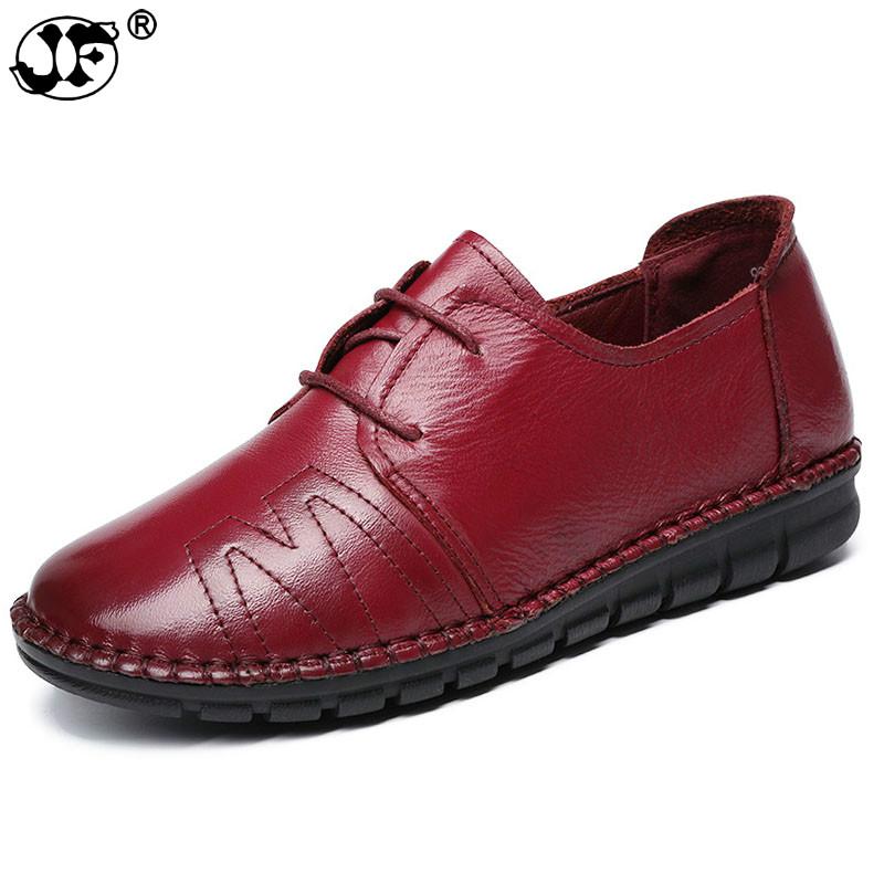 Новая обувь ручной работы 2024 Весна Женская обувь Повседневная рабочая обувь для вождения Женские туфли на плоской подошве с круглым носком Натуральная кожа Плоская обувь Plus 355