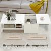 Rectangular Coffee Table Sliding Top Side Table Hidden Storage Open Shelf 110 X 52 X 36 Cm White
