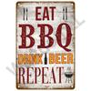 Vintage Tin Sign Dad`s BBQ Yard Outdoor Party Decoration BBQ Zone Metal Sign Plate Retro Barbecue Rules Slogan Decor Accessories