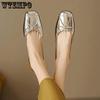 Женские туфли-лодочки Square Bow Single Shoe на плоской подошве, весенние винтажные туфли для поездок на работу на низком каблуке из кожи