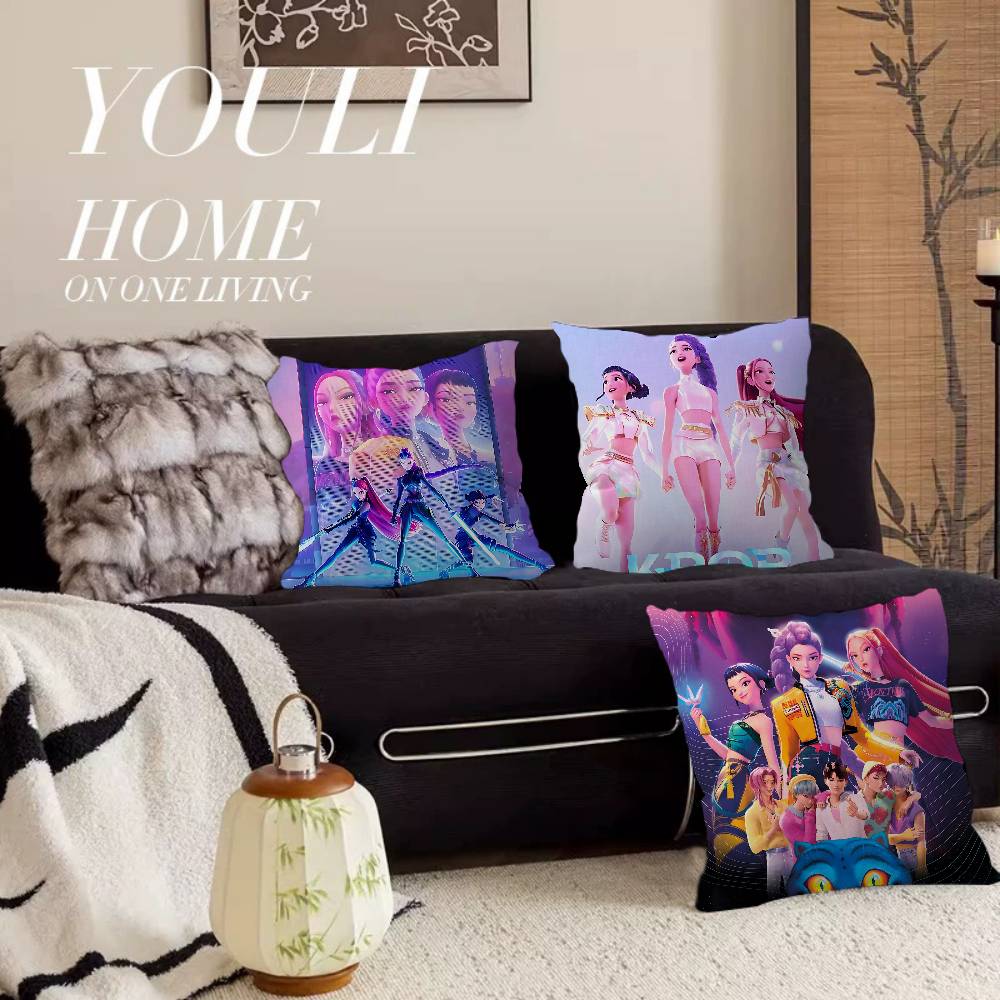 Classic Movie Kpop Style D-Demon H-Hunters Cushion Cover Inches Farmhouse Decor Home Throw Pillow Covers For Couch Decorations
