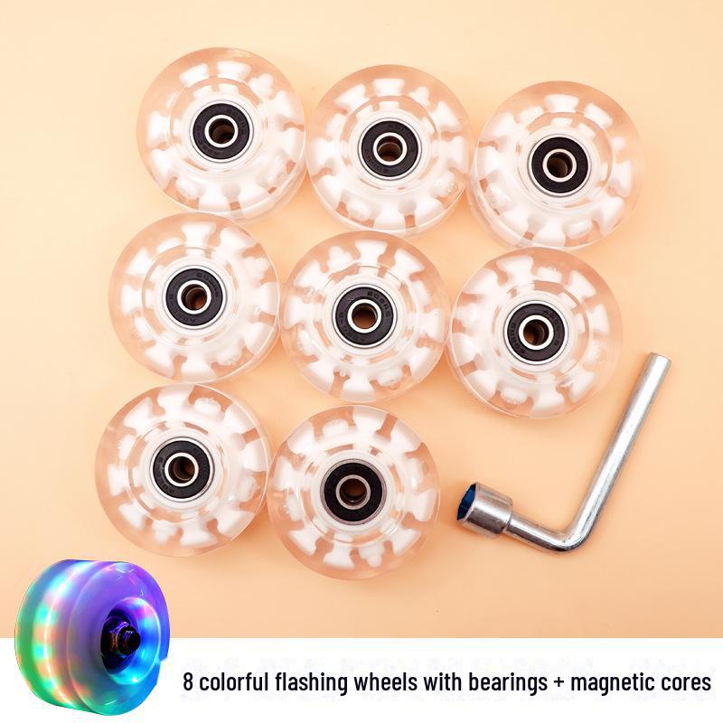 Luminous Double-Row Roller Skates with Colorful Wheels & PU Shock-Absorbing Outdoor Skates