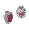Женские серьги-гвоздики с родиевым покрытием American Diamond CZ Ruby Halo