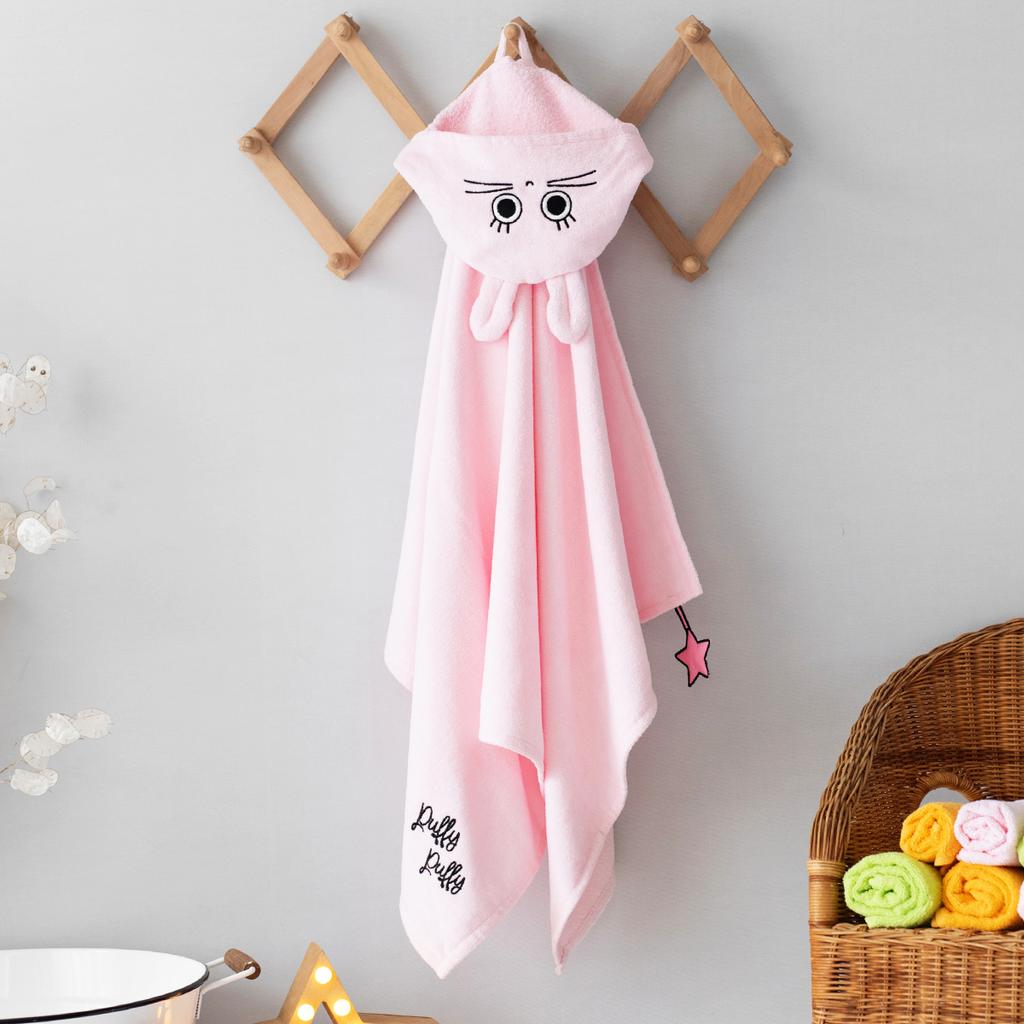 Milk&Moo Chancin Velvet Hooded Baby Towel, %100 Cotton ,Ultra Soft, Quick Dry