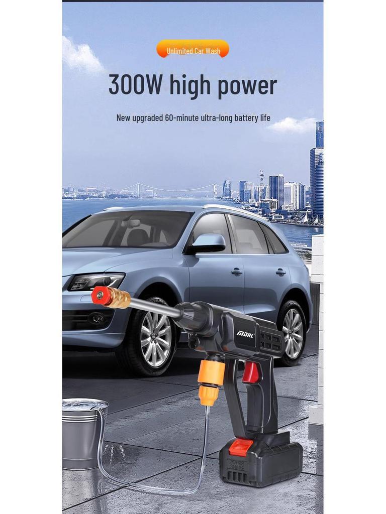 Wireless High-Pressure Car Wash Gun: Portable Lithium Battery Watering Tool for Home Use