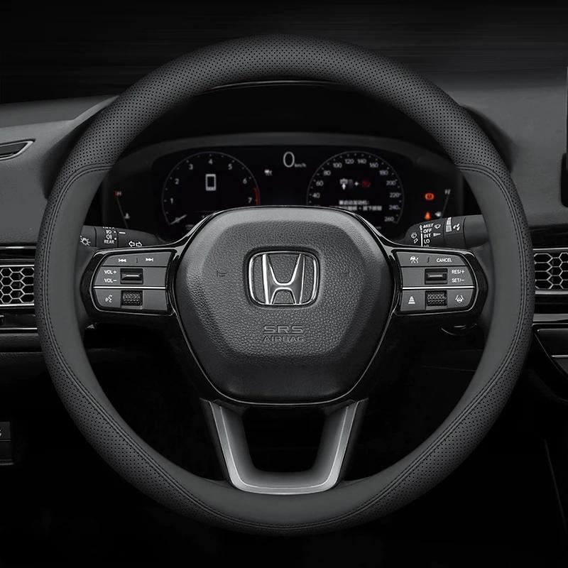 AAAKM1 Leather Car Steering Wheel Cover for Honda CRV Ridgeline HRV Prologue Civic URV Accord ZRV CRV WRV BRV Auto Interior Accessories