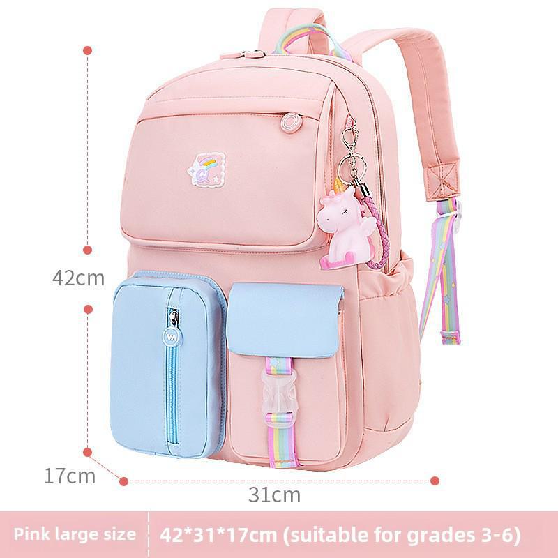 Princess-Inspired Lightweight Schoolbag for Elementary Girls, Grades 1-6, with Back Protection and Load Reduction