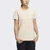 Adidas Three Stripe Sports Training Casual Cotton Soft Crew Neck Short Sleeve T-Shirt Women T-Shirts Beige HM7084