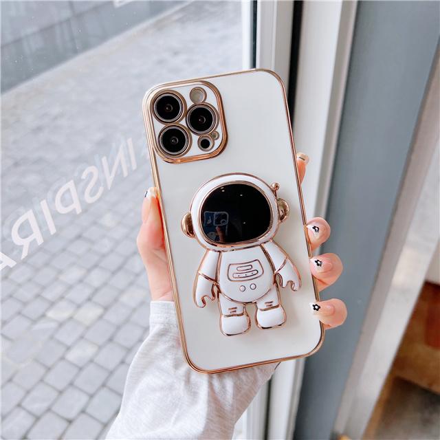 Роскошный складной чехол для телефона с подставкой и астронавтом для iPhone 11 12 Mini 13 14 15 Pro Max X XR XS, покрытие-бампер на 7 8 Plus, чехол-держатель