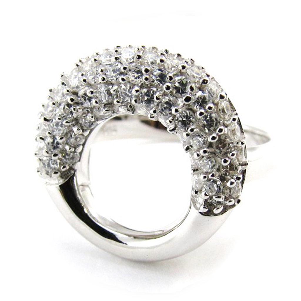 Серебряное кольцо 'Сисси' белое серебро (родий) - 17 мм