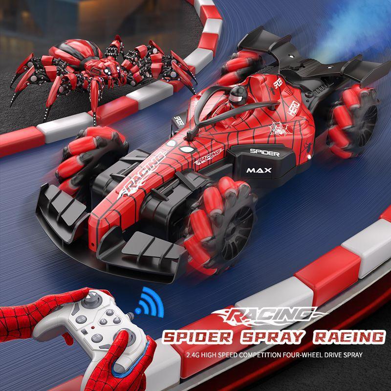 Spider Remote Control Car Toys for Boys, Large Size 2.4 GHz 4WD RC Drift Stunt Car with Lights Music Spray,Cool Spider Toys Christmas Birthday Gift