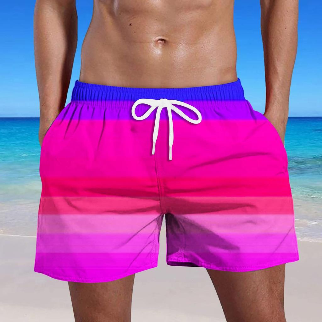 Мужские летние плавки, быстросохнущие шорты с карманами и пляжные шорты с градиентным принтом