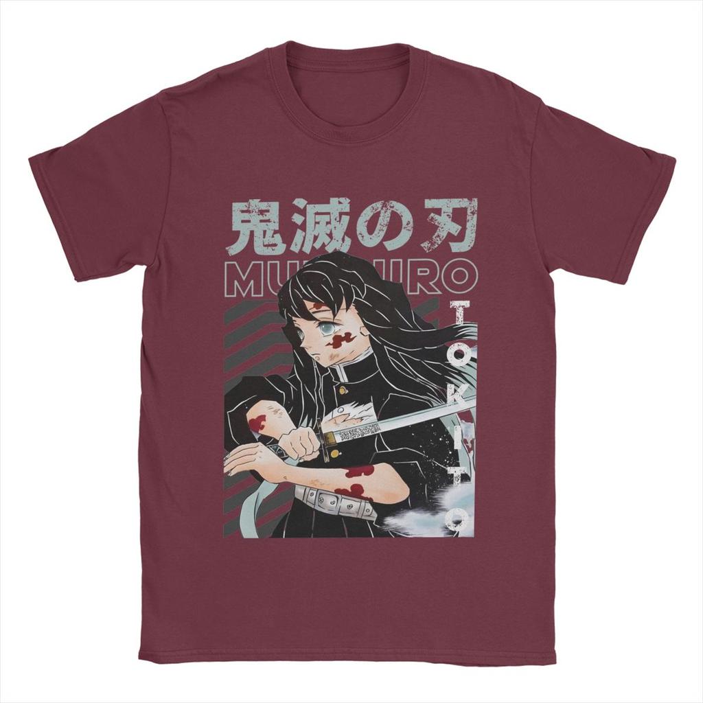 Креативные футболки с Муичиро Токито из «Истребителя демонов» для мужчин, хлопковая футболка с круглым вырезом, футболка с коротким рукавом, одежда больших размеров