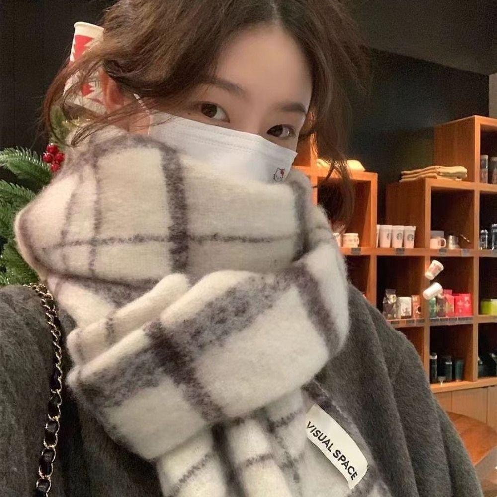 Winter Plaid Scarf Warm Long Pashmina Fashion Cashmere Scarves  Women