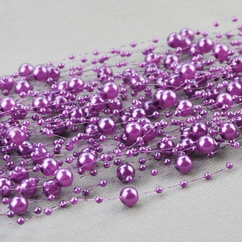 10M 8mm Beads Garland Pearl Strands Fish Chain Ribbon for Christmas Tree Wreath Gift Wrapping Decoration