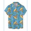 2024 Summer New Large Men's Fashion Digital Printed Hawaiian Short Sleeved Shirt