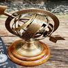 Vintage Armillary Sphere On Elegant Wooden Base: A Nostalgic Decor Accent for Your Home Décor Antique-Inspired Armillary Sphere