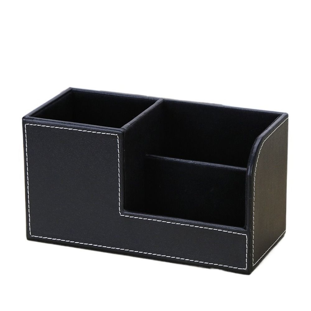 Multi-functional PU Leather Desk Organizer Simple Desktop Stationery Storage Box Living Room