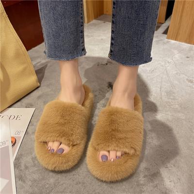 Мода 2024 года, весна и осень, новая мода, однотонная верхняя одежда с круглым носком, женские удобные хлопковые тапочки с мохнатым носком для женщин