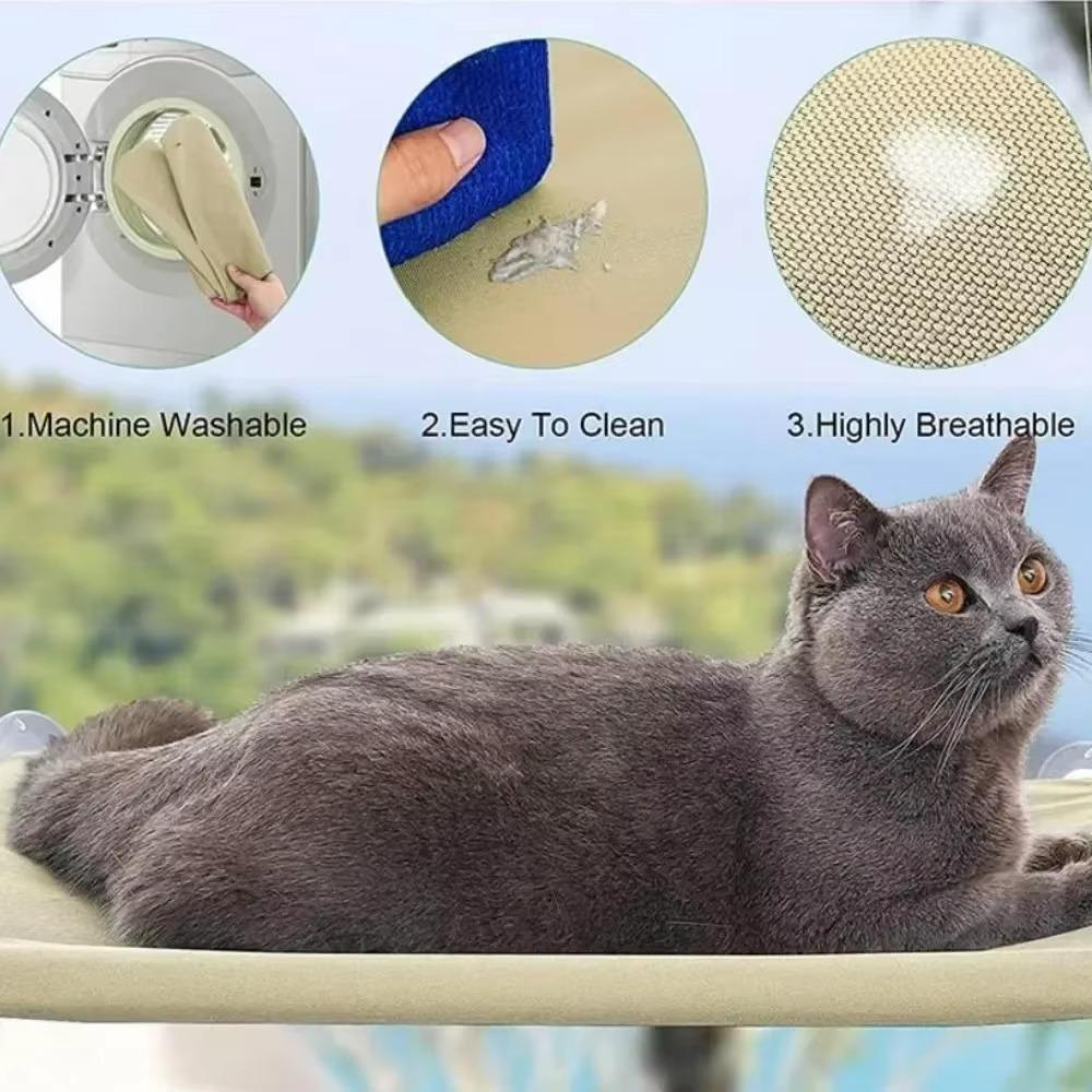 Cat Hammock Window Habitat Safety Cat Rack Household Space Saving Window Pet Seat Simple Secure Ultra-Soft Sill Pets Beds House