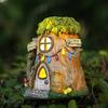 House Statues Outdoor Solar Powered Statue Garden Decor Outdoor Walkway Light House Figurine House Cottage Lamp LED Garden Light