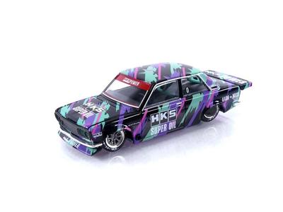 Datsun 510 Pro Street HKS V1 Черно-зеленый Ограниченная серия 164 Металлическая модель автомобиля Kaido House KHMG068