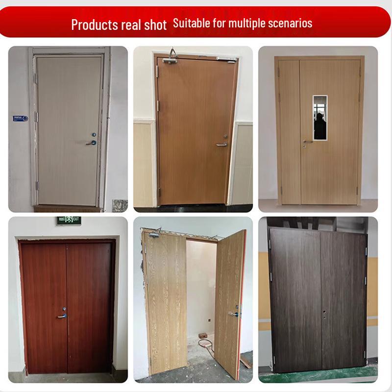 Steel-Wood Fire Door with Vision Panel – Fireproof, Smoke-Proof, Double Door for Shopping Mall Safety and Escape.