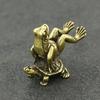 1 Pcs Vintage Brass Turtle Back Frogs Micro Sculpture Tea Pet Collection Ornaments Home Decor Room Tabletop Handicraft Model