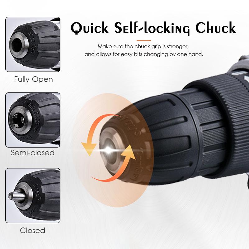Бесщеточная электрическая дрель Аккумуляторная ручная дрель Мини электрическая отвертка Перезаряжаемая литиевая батарея Дрель с патроном Инструменты 27 шт.