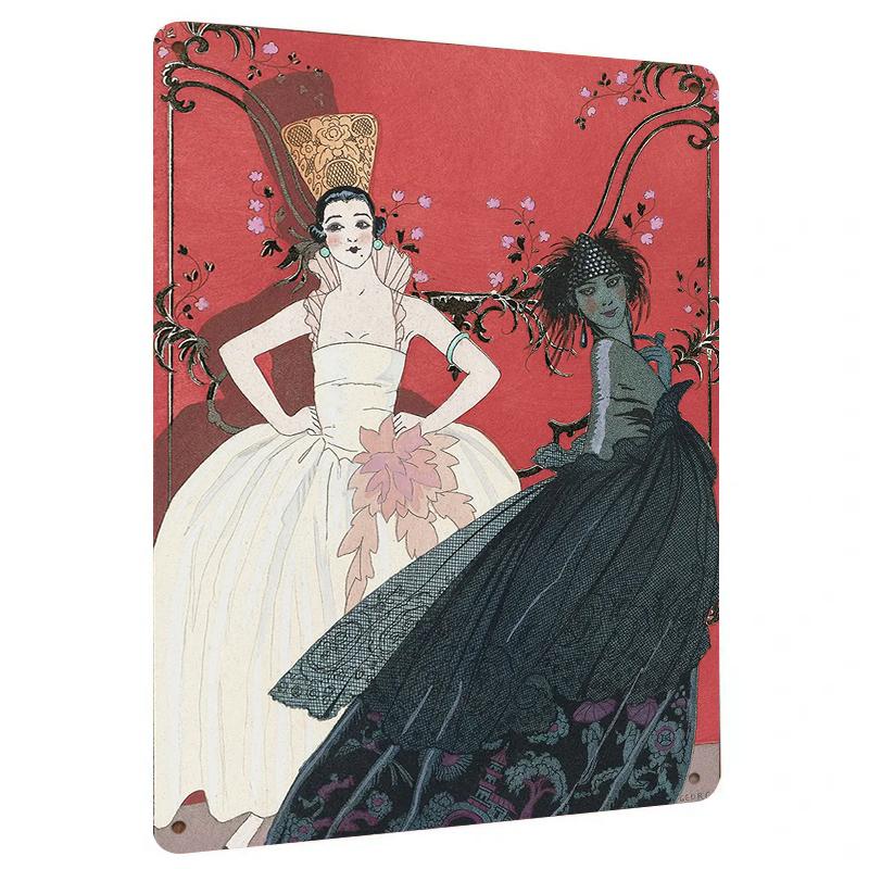 Art Deco Vintage Lady Metal Wall Art European Court Character Hanging Painting Home Decor